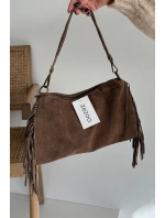 Dámská kožená semišová kabelka s třásněmi Jessira – hnědá