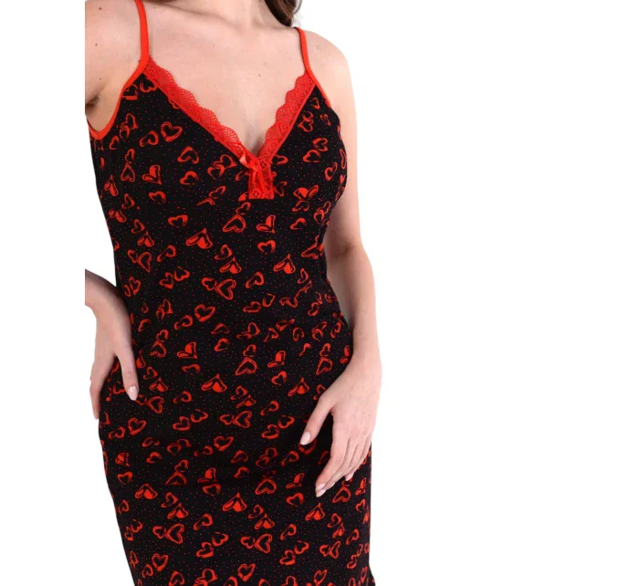 Dámská košilka model 19001976 černá se srdíčky - Karol