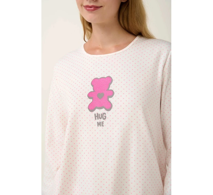 Dámské pyžamo s potiskem 21932 Světle růžová s ecru - Vamp