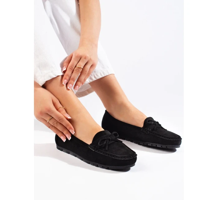 Designové mokasíny dámské černé bez podpatku Designové mokasíny dámské černé bez podpatku