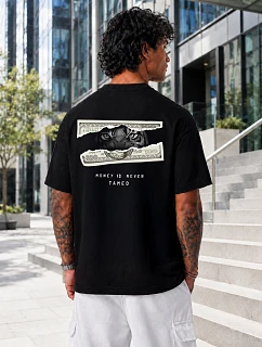 Pánské tričko oversize Money Is Never Tamed černé FashionStreet NX4013R