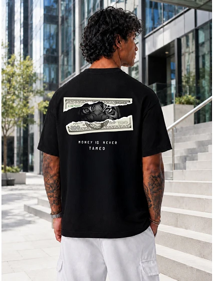 Pánské tričko oversize Money Is Never Tamed černé FashionStreet NX4013R