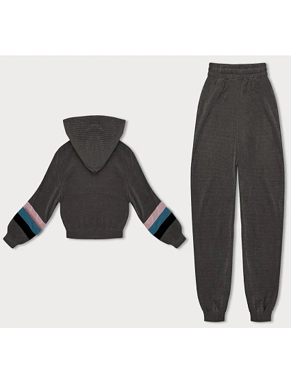 Dámská tepláková souprava v grafitové barvě s barevnými vsadkami model 18901905 - LHD