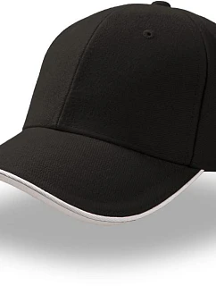 Atlantis Headwear Pilot Piping Sandwich 6 panelová broušená sandwich kšiltovka 33.0502 black/white