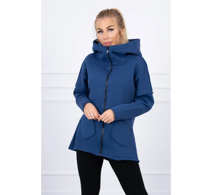 Zateplená mikina s delšími zády a kapsami z džínoviny