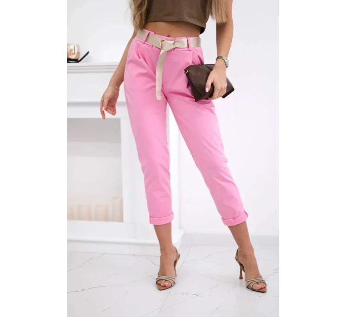 Kalhoty Puntor s páskem růžový Kalhoty Puntor s páskem růžový