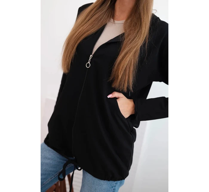 Dámská mikina s kapucí a šňůrkou dole černá Dámská mikina s kapucí a šňůrkou dole černá