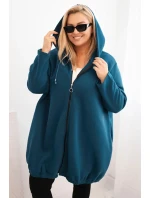Dámská mikina Plus Size zateplená s kapucí a zipem mořská Dámská mikina Plus Size zateplená s kapucí a zipem mořská