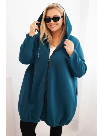 Dámská mikina Plus Size zateplená s kapucí a zipem mořská Dámská mikina Plus Size zateplená s kapucí a zipem mořská