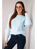 Dámský svetr z baby alpaky s dlouhým rukávem modrý Dámský svetr z baby alpaky s dlouhým rukávem modrý