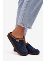 Dámské pantofle s výšivkou model 21725227 tmavě modré - Inblu