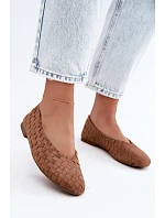 Kožené rovné baleríny Camel Larelle