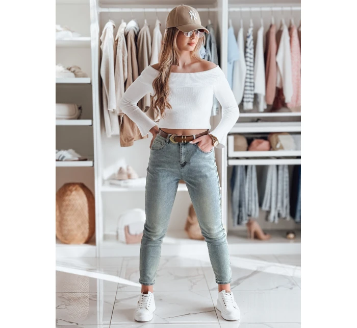 Dámské džínové kalhoty slim fit s páskem SLIMVISA modré FashionStreet UY2460