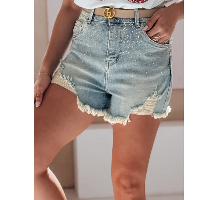 Dámské džínové šortky se zirkony LIKE A STAR modré FashionStreet SY0487