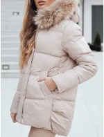 Dámská prošívaná zimní bunda s kapucí béžová Dstreet model 21994841 - FashionStreet