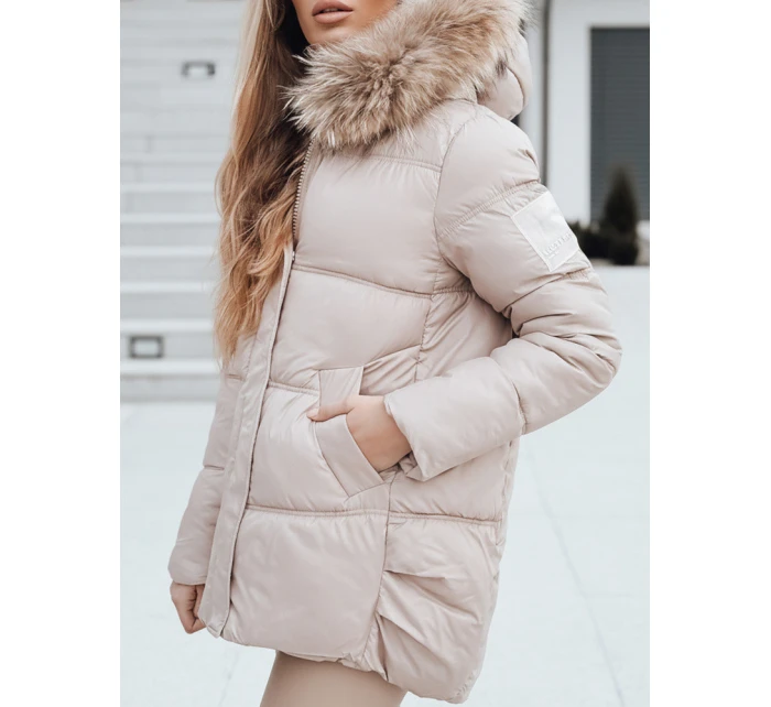 Dámská prošívaná zimní bunda s kapucí béžová Dstreet model 21994841 - FashionStreet