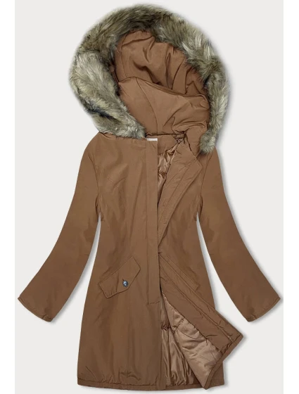 Dámská zimní bunda v karamelové barvě (M-R45) Dámská zimní bunda v karamelové barvě (M-R45)