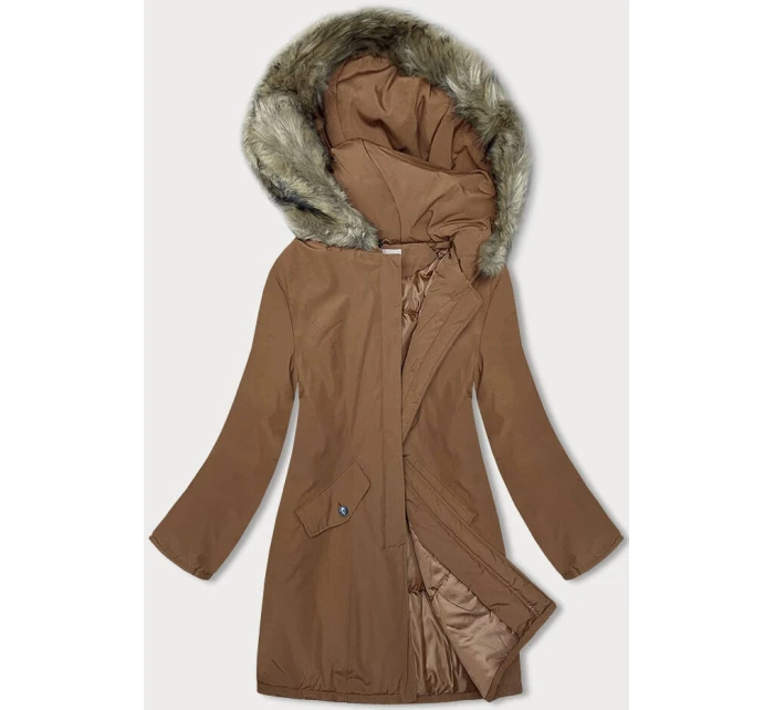 Dámská zimní bunda v karamelové barvě (M-R45) Dámská zimní bunda v karamelové barvě (M-R45)
