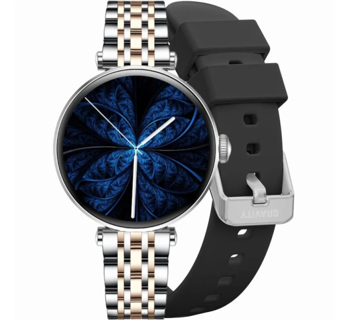 Chytré hodinky Gravity Silver Rose Gold Black 2 Strap GT26-5 Chytré hodinky Gravity Silver Rose Gold Black 2 Strap GT26-5