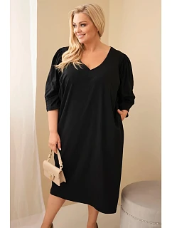 Dámské šaty Plus Size s kapsami černá
