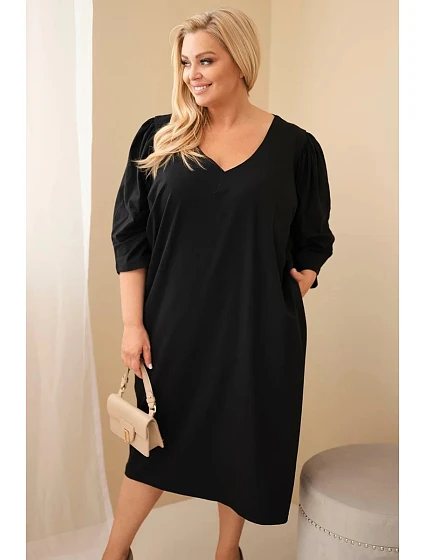 Dámské šaty Plus Size s kapsami černá