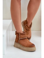 Kožené Semišové Sněhule Boty Na Platformě A Klínu Hnědé model 21678178 Hnědé - Maciejka