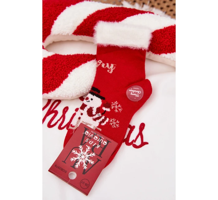 Dětské vánoční ponožky s kožíškem a  alpaka červené model 21786767 - Aura.via