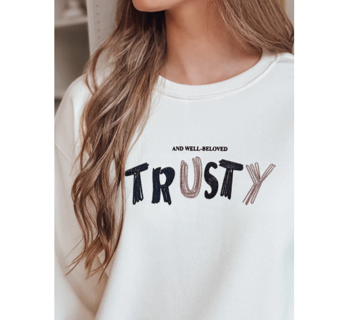 Dámská oversize mikina s výšivkou SOFTRUS ecru FashionStreet BY1411