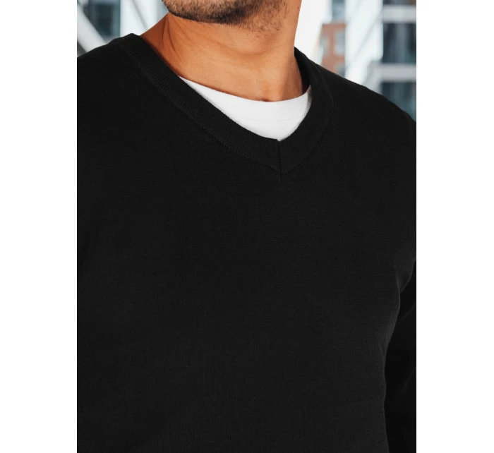 Pánský černý svetr s výstřihem FashionStreet WX2314 Pánský černý svetr s výstřihem FashionStreet WX2314