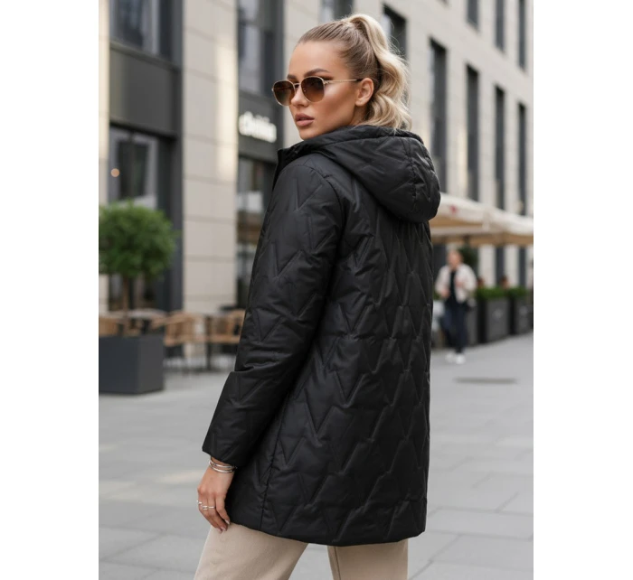 Dámská prošívaná přechodná bunda černá FashionStreet TY5562 Dámská prošívaná přechodná bunda černá FashionStreet TY5562