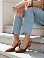 Dámské semišové jehlové boty s otevřeným podpatkem hnědé FashionStreet ZY1385 Dámské semišové jehlové boty s otevřeným podpatkem hnědé FashionStreet ZY1385