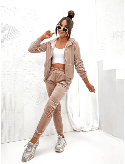 Béžová dámská tepláková souprava s rozepínací mikinou model 21463532 - Moon