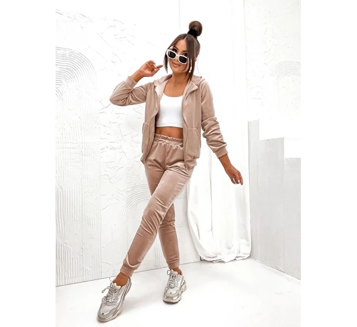 Béžová dámská tepláková souprava s rozepínací mikinou model 21463532 - Moon