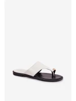 Dámské ploché eko kožené pantofle se zlatým detailem Bílá model 21956171 - Boto