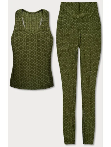 Sportovní komplet v olivové barvě top a legíny model 18433390 - J.STYLE Sportovní komplet v olivové barvě top a legíny model 18433390 - J.STYLE