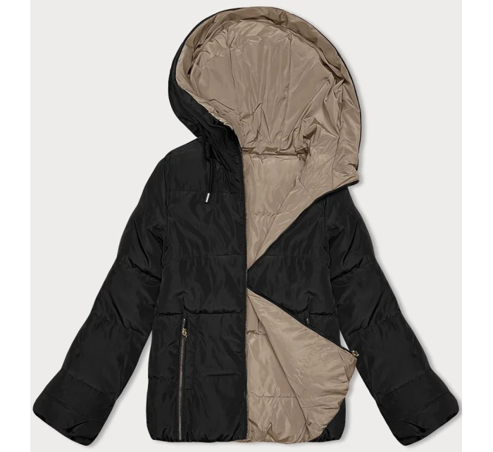 Černo-béžová krátká oboustranná dámská bunda S'west (B8182-1012) Černo-béžová krátká oboustranná dámská bunda S'west (B8182-1012)