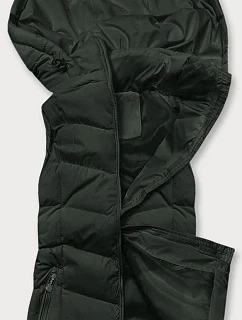Dámská péřová vesta s kapucí army (5M720-136)