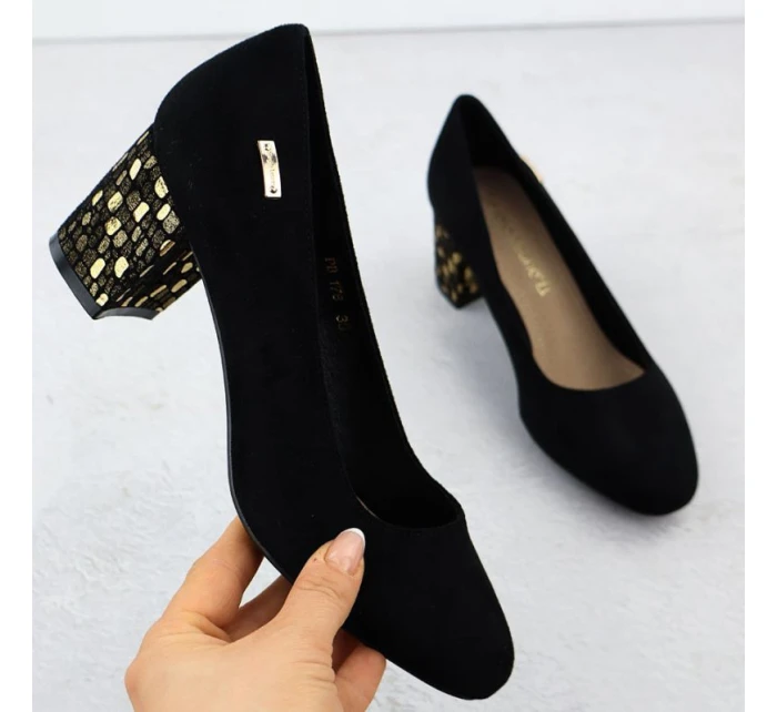 Sergio Leone W SK314D černé semišové lodičky na podpatku