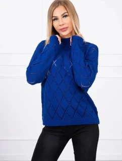 Poloviční rolák s kosočtvercovým vzorem chrpově modrý