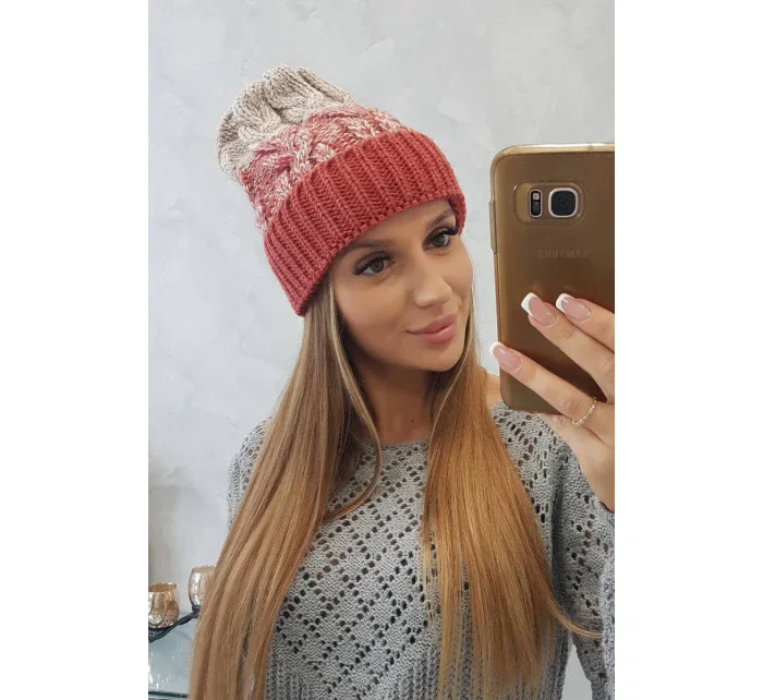 Dámská čepice Samara K346 červená+béžová Dámská čepice Samara K346 červená+béžová
