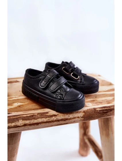 Dětské kožené tenisky na suchý zip BIG STAR model 21594872 Černá - Big Star Shoes