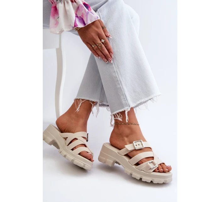 Dámské Žabky Na Nízkém Podpatku  Bežové model 21661805 - Zaxy