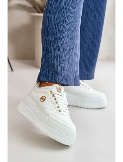 Tenisky Sportovní Boty Dámské Zateplené Na Masivní Podešvi Bílé model 21668392 - Boto