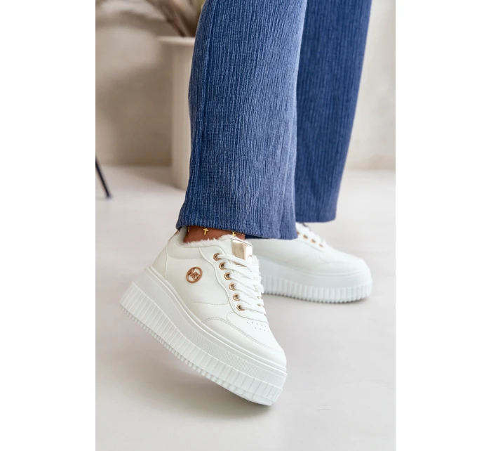 Tenisky Sportovní Boty Dámské Zateplené Na Masivní Podešvi Bílé model 21668392 - Boto