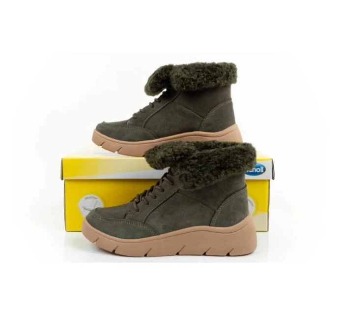 Dámské kotníkové zateplené boty F30232 1020 400Tmavě zelená s hnědou - Scholl