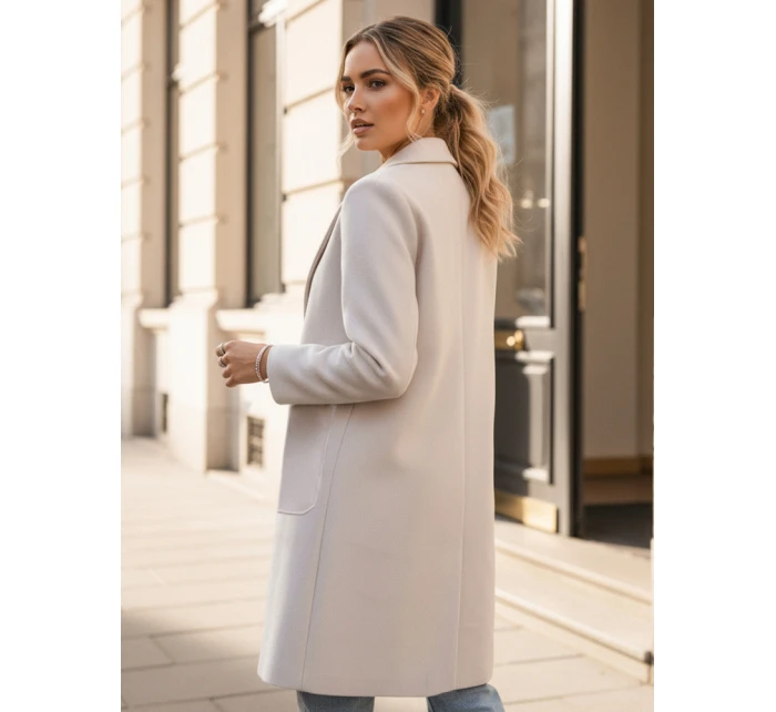 dámský oversize kabát dlouhý béžový Dstreet model 21981934 - FashionStreet