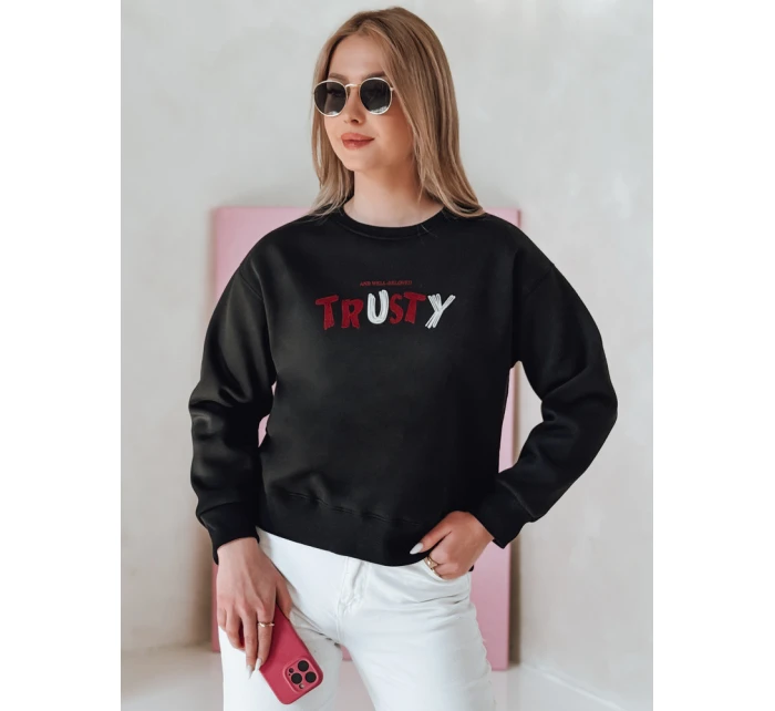 Dámská oversize mikina s výšivkou SOFTRUS černá FashionStreet BY1408