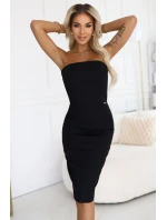 tužkové midi šaty s odhalenými rameny černé model 21738277 - numoco