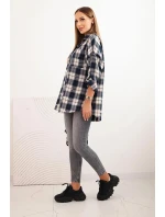 Dámská bavlněná kostkovaná košile s efektem model 21321846 modrá - K-Fashion Dámská bavlněná kostkovaná košile s efektem model 21321846 modrá - K-Fashion