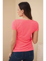 Dámské bavlněné tričko s potiskem CHIC růžový neon Dámské bavlněné tričko s potiskem CHIC růžový neon